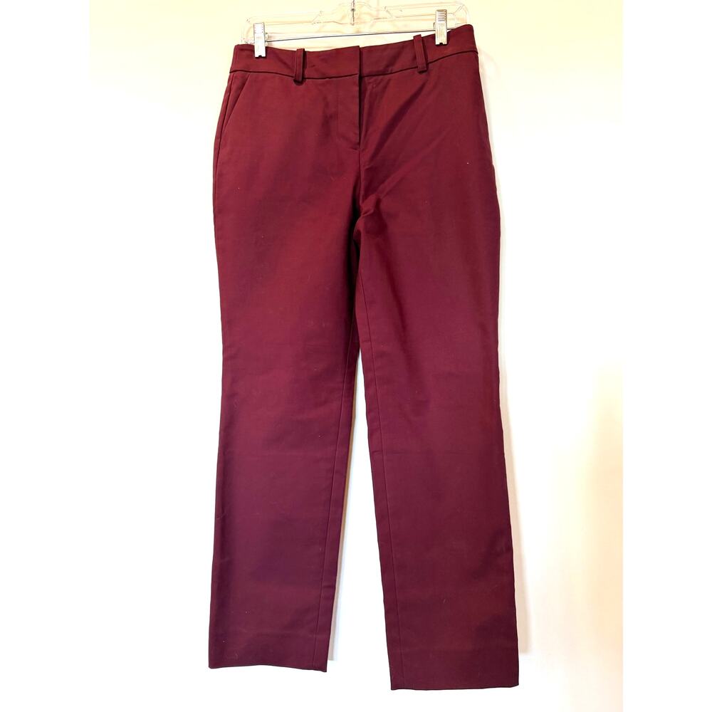 BODEN Stretch Cotton Straight Leg Maroon Trousers 10P Preppy Business Casual